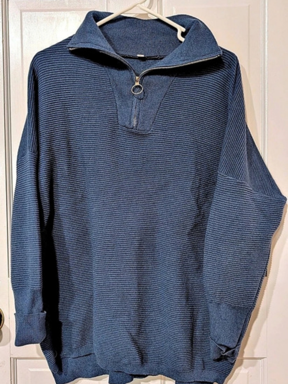 Blue Quarter-Zip Hooded Pullover